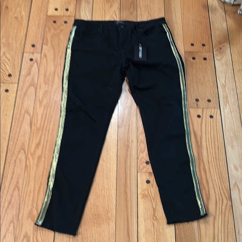 DRIFTWOOD Black Pants with gold side stripes